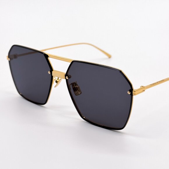 NEW BOTTEGA VENETA BV1045S 001 WOMEN GREY/GOLD SUNGLASSES BOTTEGA VENETA - Picture 6 of 13